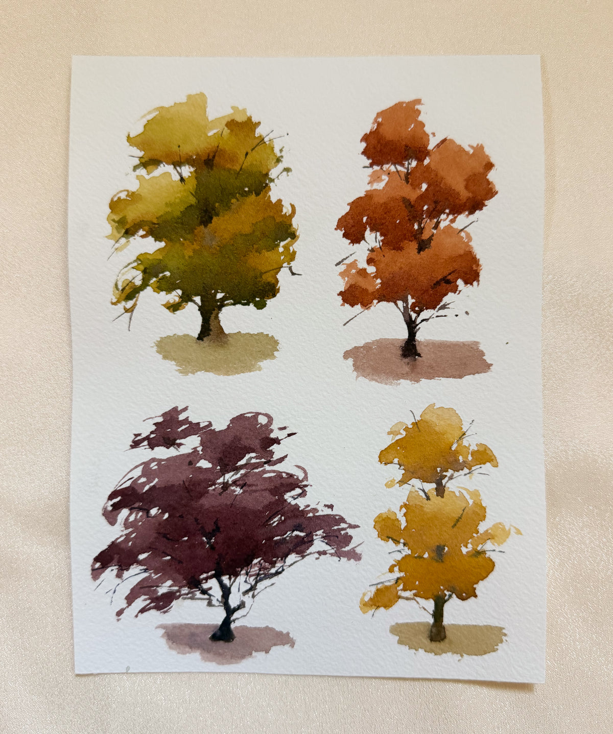 ORIGINAL Fall Trees in Watercolor