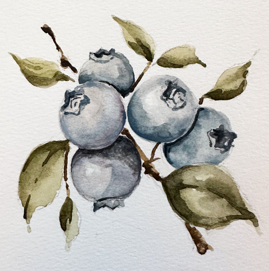 PRINT - Watercolor Blueberry