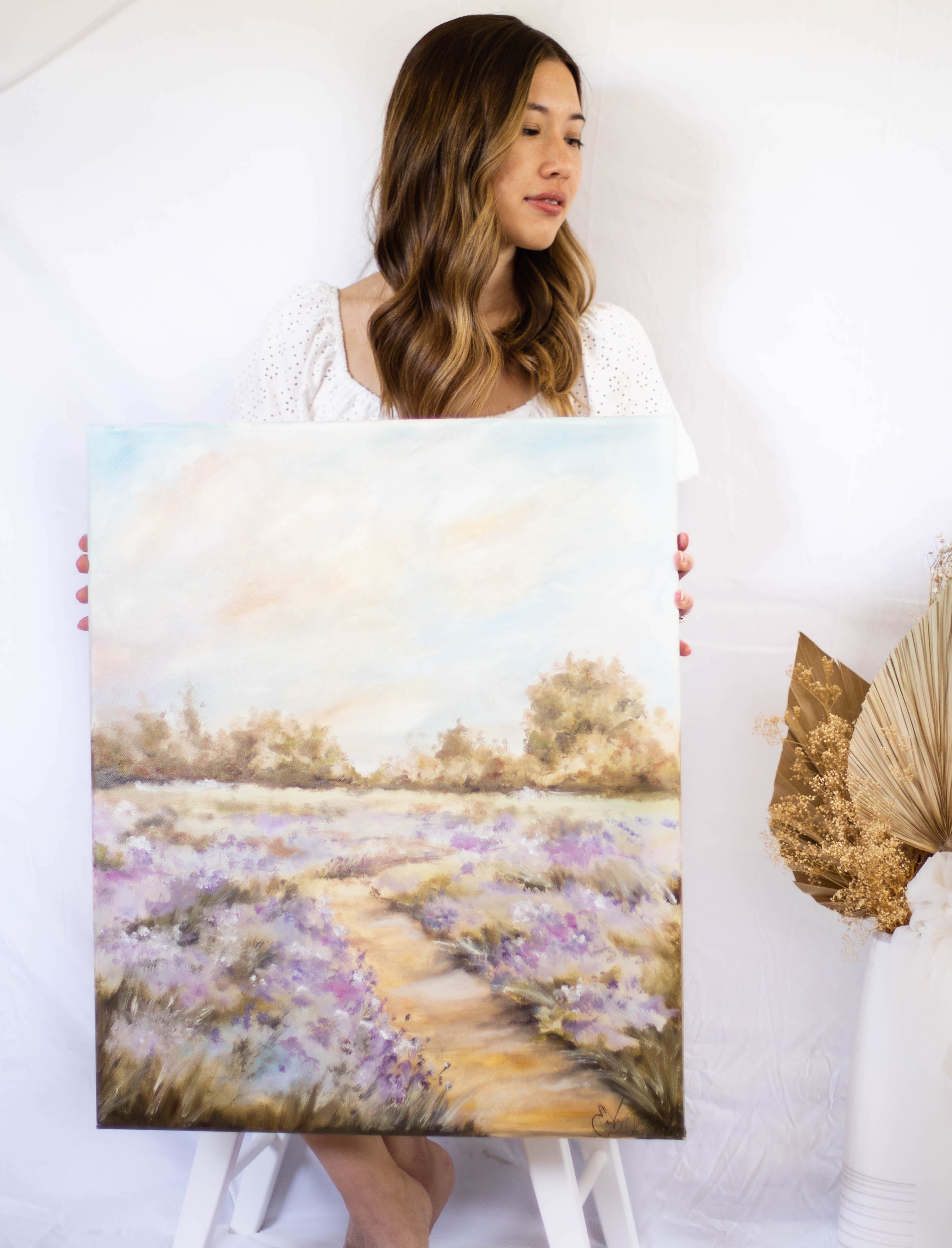 Lavender field oil painting by Emily Winslow