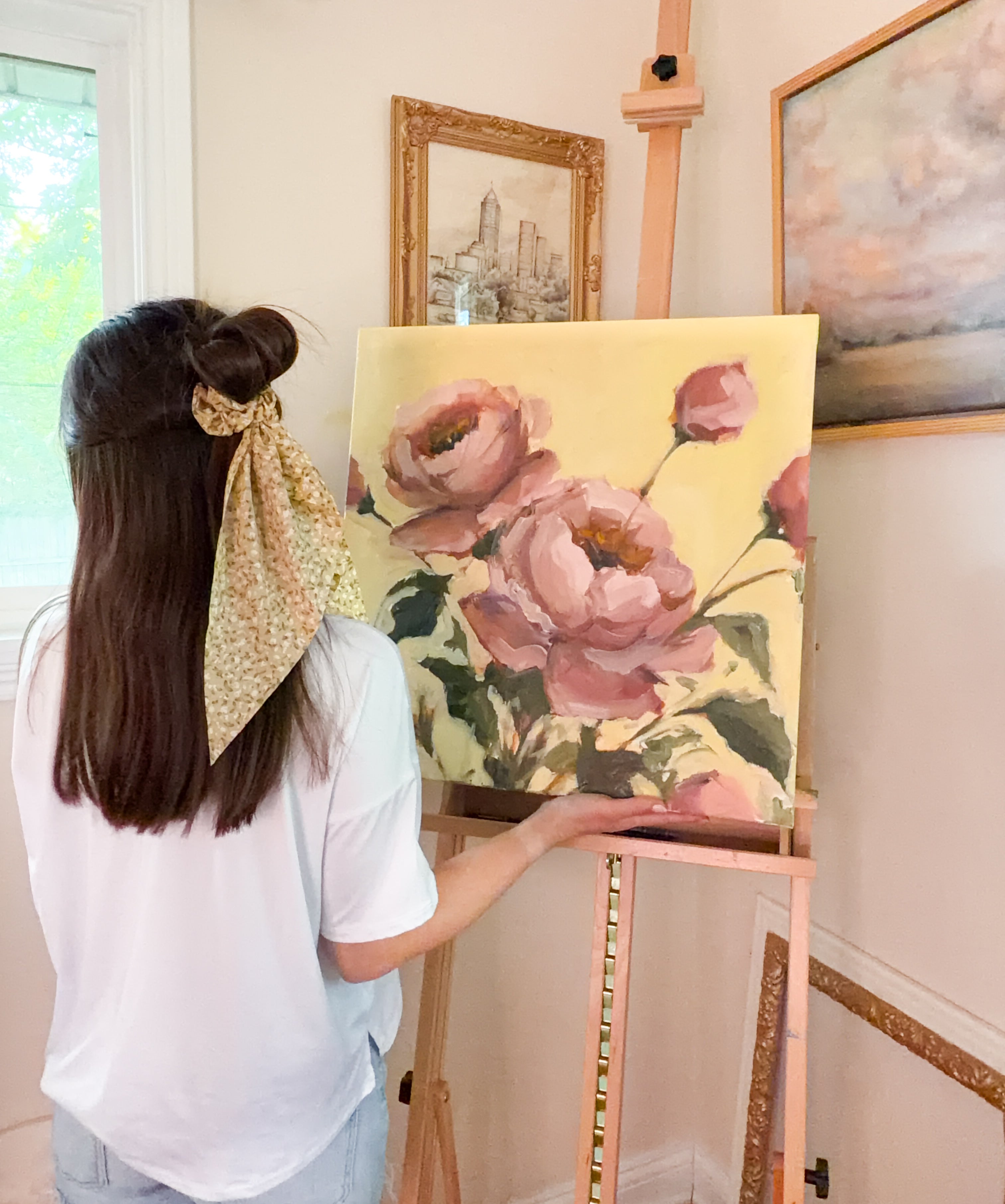 oil painting of peonies by Emily Winslow